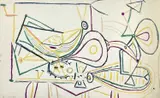 1948, lithograph in colours on wove - Composition, from School Prints, signed and by Pablo Picasso, lithograph, sold Jan 2023