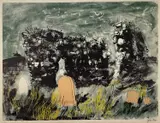 Coloured print - entitled verso on Attic Gallery label 'Ruined by John Piper limited edition, print, sold Jan 2023