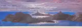 Print - rocky Anglesey coastal scene by Huw Jones coloured limited edition, print, offered Nov 2022