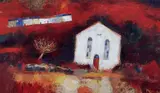 Print - chapel front with terrace of houses behind by Chris Griffin limited edition, print, sold Nov 2022