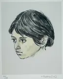 Print - head portrait of Tehuelche girl Norma by Kyffin Williams Ra limited edition, print, sold Nov 2022