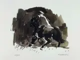 Print - Patagonian horse rider by Kyffin Williams Ra limited edition, print, sold Nov 2022
