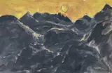 Print - sunset over Snowdonia by Kyffin Williams Ra limited edition, print, sold Nov 2022
