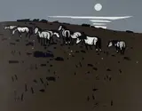 Untitled by Kyffin Williams Ra limited edition, linocut, sold Nov 2022