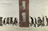 1973, offset colour lithograph on wove - 'The Meeting Point', by L. S. Lowry, lithograph, sold Nov 2022