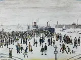 1972, offset lithograph printed in colours on wove - Ferry Boats, by L. S. Lowry, lithograph, sold Nov 2022