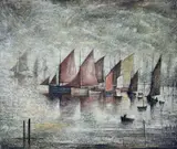 1975, offset lithograph printed in colours on wove - 'Sailing by L. S. Lowry, lithograph, sold Nov 2022