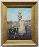 In the Fields by William Banks Fortescue, oil on canvas, sold Oct 2022