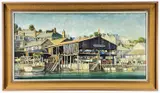 RMSA, FRSA (1916-2009) oil on board - old Boatsheds, White Strand, signed, by Donald Greig Arr, oil on board, sold Oct 2022