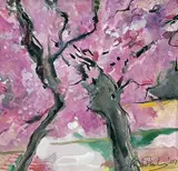 Cherry Blossom - Japan by Jim F Whitlock, gouache, sold Oct 2022