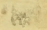 Believed to be a by Gilbert Spencer, pencil, sold Oct 2022