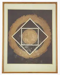 Geometric shapes by Vincent Longo, etching, sold Oct 2022