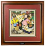 Street Market by Beryl Cook, print, sold Oct 2022
