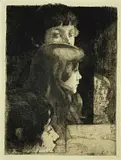 etching - four children in profile, signed in pencil, (pl) 12 x 16cm by Paul-Albert Besnard, etching, sold Oct 2022