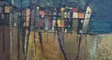 'Houses St by Peter Oliver, oil on board, sold Aug 2022