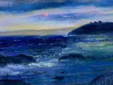 Sunset-Llanstephan by Peter John Jones, acrylic on canvas, offered Aug 2022
