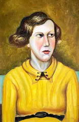 Girl in Yellow Sweater by Denton Welch, oil on board, sold Aug 2022