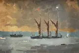 Artist's label by Stanley Miller, oil on board, sold Aug 2022