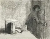 With by Harry Holland, 1981, charcoal, offered Aug 2022