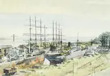 Pamir and Passant at Penarth, Wales 1950 by Arthur Weaver, watercolour, sold Aug 2022
