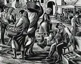 Mediterranean Market by Ben Sands, engraving, sold Aug 2022