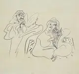 Black crayon on paper - two figures by Ceri Richards, drawing, sold Aug 2022
