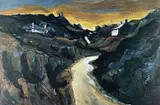 Colour print - Ynys Bodafon with cottages by Wilf Roberts limited edition, print, sold Jul 2022