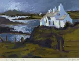 Anglesey coastal cottage by Huw Jones coloured limited edition print, 2006, print, offered Jun 2022