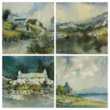 Welsh dwellings in various rural backgrounds, 14.5 x 20cms by G V Gadd watercolours, watercolor, sold Jun 2022
