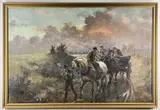 oil on canvas - On the Way Home, a horse, cart & farmers on a farm path by Harry Payne, 1902, oil on canvas, sold Jun 2022
