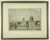 Pauls cathedral from the Thames by William Palmer Robins, etching, sold Jun 2022