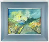 oil on board - Road to Dalwhinnie Scotland, signed, titled and dated '59 by James Lawrence Isherwood, oil on board, sold Apr 2022