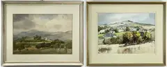 watercolour - Farm Near Treforest, Howard Roberts gallery label verso, signed and by Arthur Miles, watercolour, sold Apr 2022