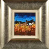 A landscape featuring a white cottage by George Somerville, acrylic on board, sold Jan 2020