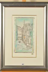 Venizia iii by Kevin Blackham, mixed media on card, sold Jan 2020