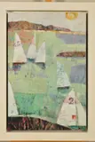 Green sea sail by Sally Anne Fitter, acrylic on canvas, sold Jan 2020