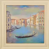 'Canal Reflections, Venice VI', an impressionist Venetian scene, signed by Will Kemp, acrylic on board, offered Jan 2020