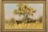 'Cheetahs', a mother and her two cubs, signed lower right, acrylic on by Tony Forrest, acrylic on canvas, sold Jan 2020