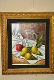 still life with fruit and water jug, signed bottom left, by Giuseppe Cacciapouti, acrylic on canvas, sold Jan 2020