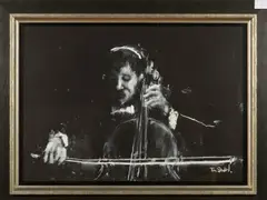SYMPHONY 21' a study of a male figure playing a cello by Tim Steward, charcoal and chalk on paper, sold Jan 2020