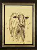 SHEEP II' a portrait of a sheep by Tim Steward, charcoal on paper, sold Jan 2020