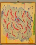 'Polyp I', a series of abstract marks on a canvas, signed, by Patrick Jones, acrylic on canvas, sold Dec 2019