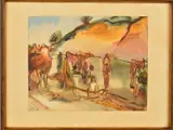 'The River Vah, Slovakia', cattle and figures beside a by Frieda Salvendy, 1937, watercolour, offered Dec 2019