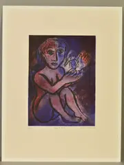 'Come to Rest', a limited edition print, 6/60, a female figure holding by Eileen Cooper, 1988, print, sold Dec 2019