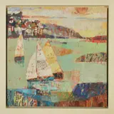 Happy days sailing by Sally Anne Fitter, mixed media on canvas, sold Nov 2019