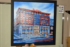 THE MAILBOX, BIRMINGHAM' a study of the famous Birmingham landmark by Phillip Bissell, acrylic on canvas, sold Nov 2019