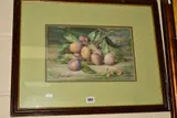 A still life of plums by Joseph Bunker, watercolour on paper, offered Nov 2019