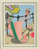 WALKING TALL' an artist proof print 8/20, a fisheye view of a man and woman walking hand in hand by Dylan Izaak, print, sold Nov 2019