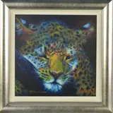 Leopard at night by Rolf Harris, print, sold Nov 2019