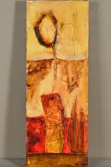 A STILL LIFE OF A FLOWER IN A VASE, unsigned, by Emilija Pasagic, acrylic on canvas, sold Nov 2019